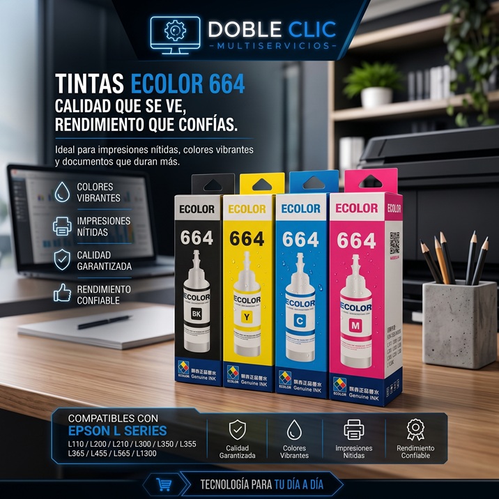 Tintas Ecolor 664 (Epson serie L)